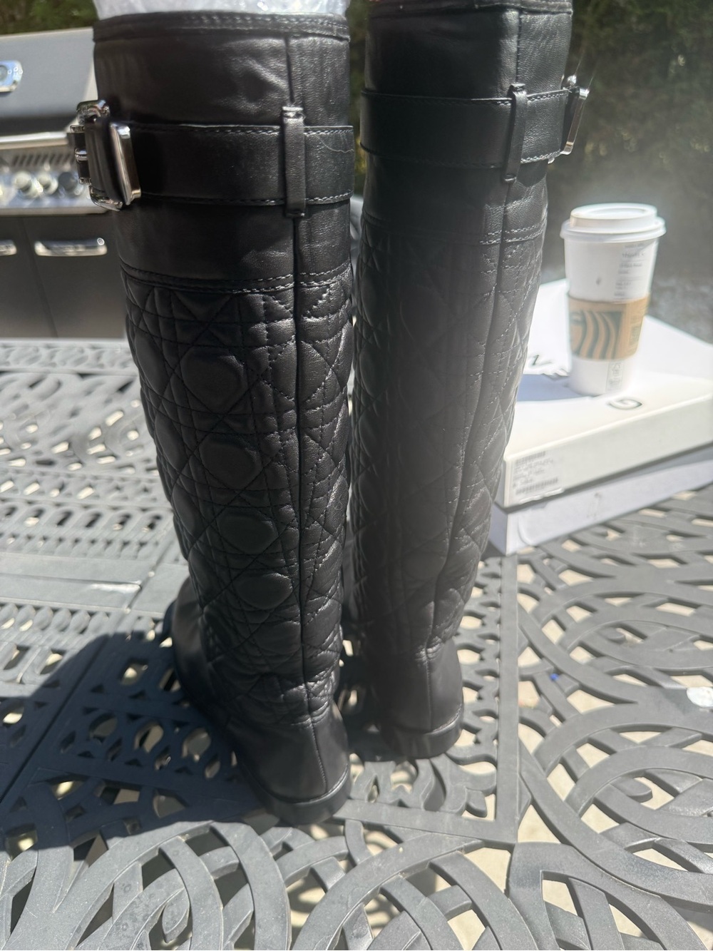 Dior Black Quilted Leather Riding Boots - size 8.5 - Picture 13 of 15